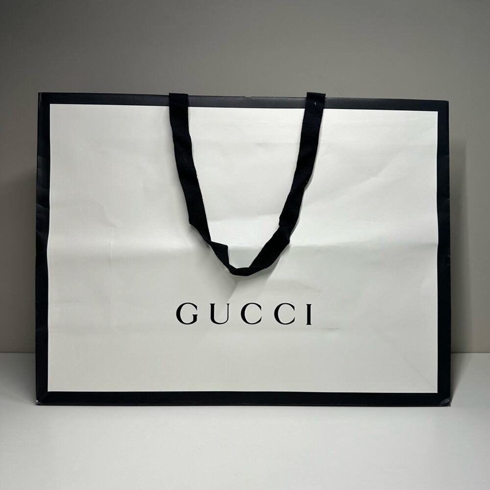 Gucci | Large Gift Bag | White/Black | 18.75 W x 14 H x 6.75 D inch